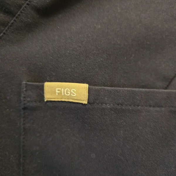 FIGS Navy V-Neck Scrub Top with Chest Pocket - Image 2