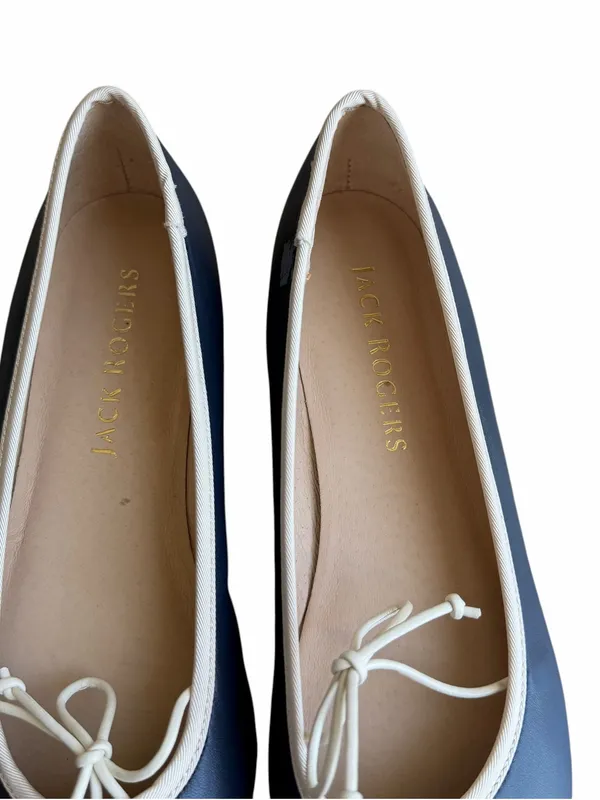 Jack Rogers - Debra Midnight Navy Leather Bow Ballet Flats Sz 9.5 - Image 3
