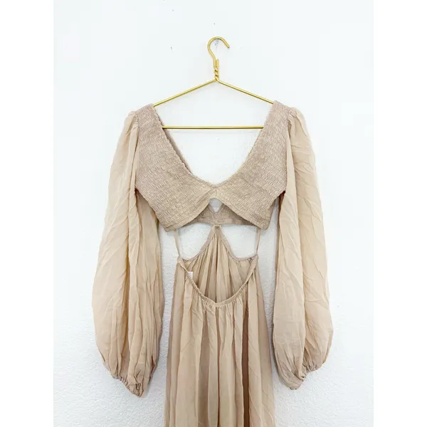 Indah Julie Maxi Dress Size Small Cream Cut Out Boho Lightweight Beach - Image 14