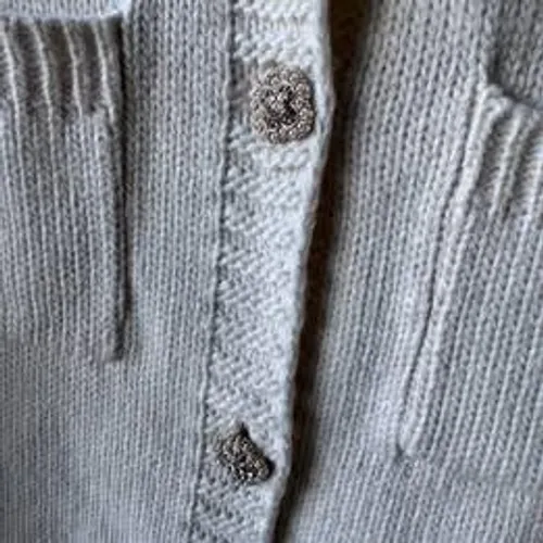 ZARA Cream Ivory 4-Pocket Button Front Cardigan Sweater Crew Neck Knit - Image 2