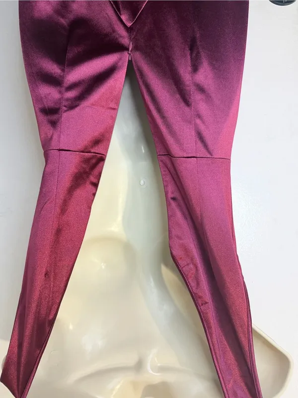 MUXXN S Burgundy Satin Cowl Neck Formal Gown V Back Maxi Dress - Image 11