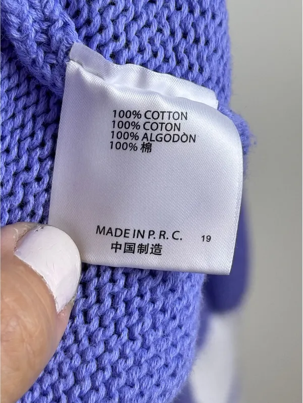 Brandy Melville Nikki Periwinkle Blue White Varsity V Neck Sweater One Size - Image 5