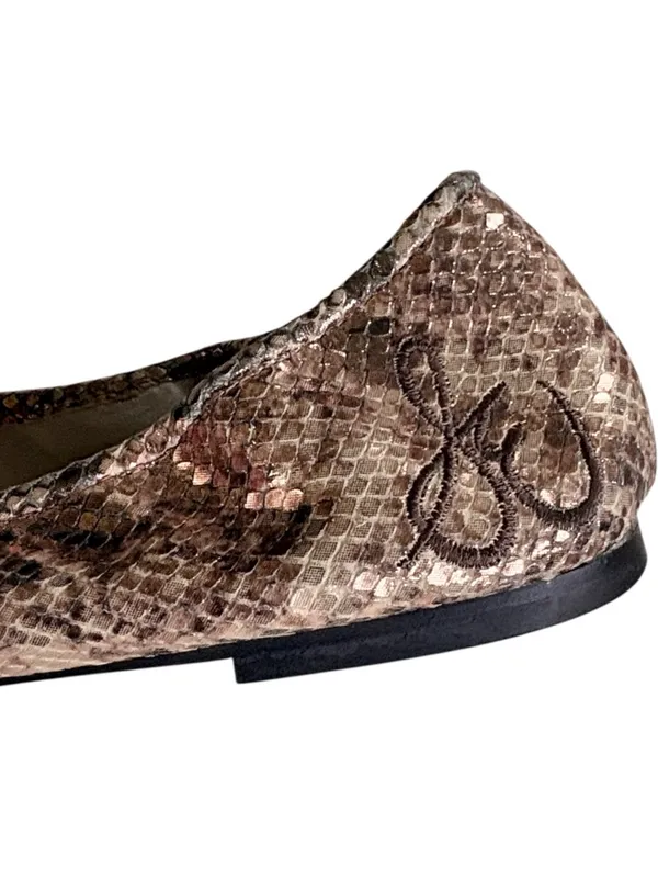 EUC Sam Edelman Leather Felicia Ballet Flats Rose Gold Snakeskin Size 10 - Image 3