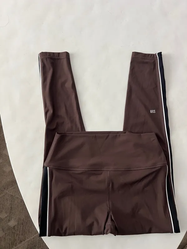 Splits59 Margot Rigor Leggings in Dark Chocolate Brown / Black Stripe L $138 - Image 3