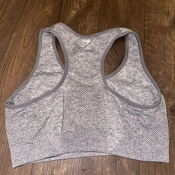 Gymshark heathered gray racerback athletic sports bra - Image 2