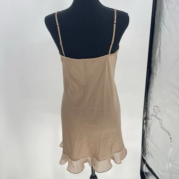 Vintage Slip Dress Large S Beige Satin Beaded‎ Lace Bridal Victorian Bag2 - Image 4