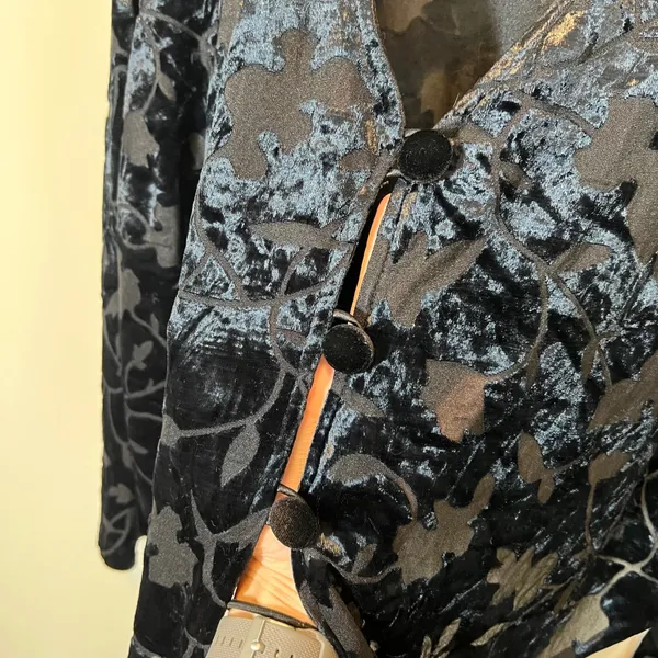Rabbit Rabbit Designs Vintage Black Burnout Velvet Floral Jacket 20 Whimsigoth - Image 5
