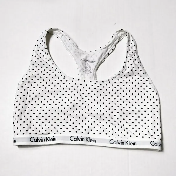 Calvin Klein White & Black Polka Dot Racerback Bra - Image 3