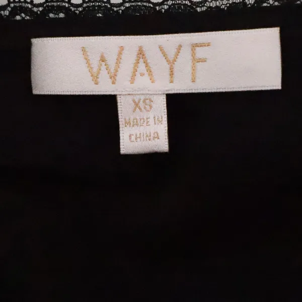 WAYF Babydoll Tie Front Top Womens Size XS Black‎ Dark Fairy Coquette Flirty - Image 2