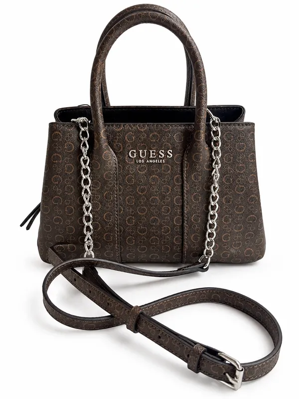 NWT GUESS Brown Monogram Logo Satchel Crossbody Bag - Image 4