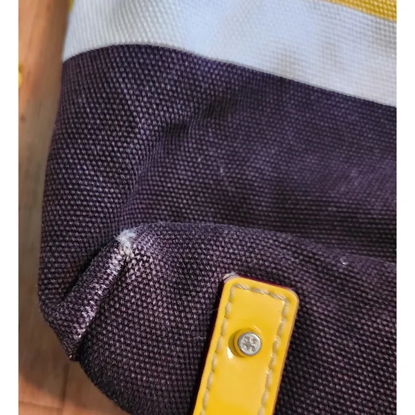 Kate Spade New York Eddie Canvas Exterior Patent Trim Striped‎ Tote Shoulder Bag - Image 4