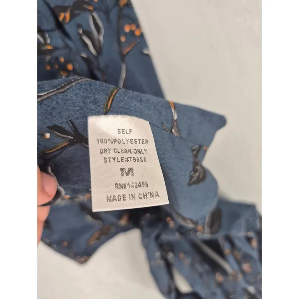 Molly Green Womens Crop Top Blue Floral Halter Tie Front Boho M - Image 4