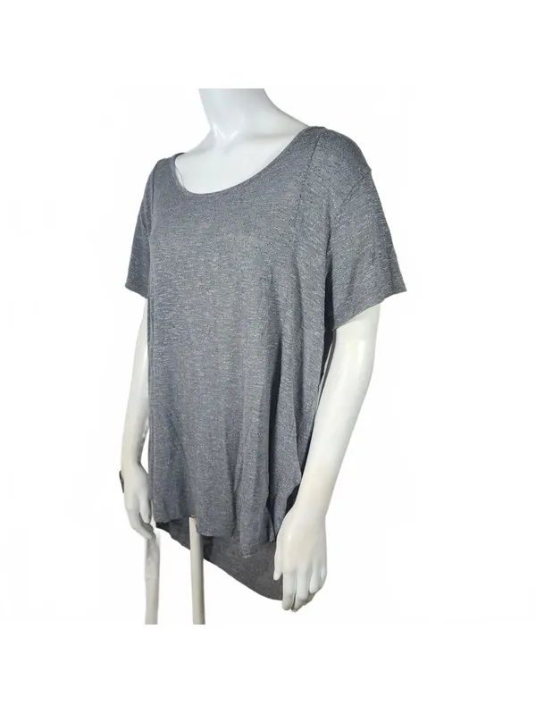 BKE Women's Gray Short Sleeve Top with Open Back Detail Size L - Image 2