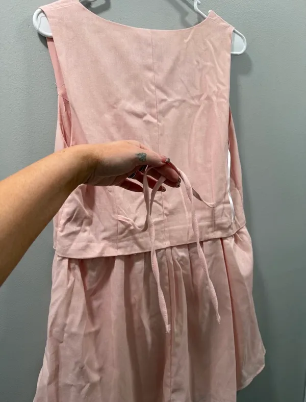 Paper heart vest dress size L new with tags linen pink - Image 3