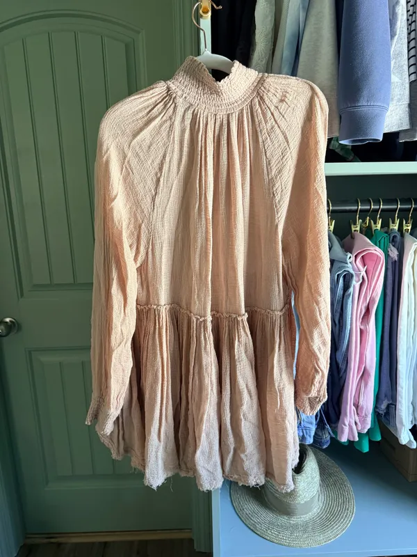 Free People Smocked Neck Long-Sleeve Mini Dress - Image 3