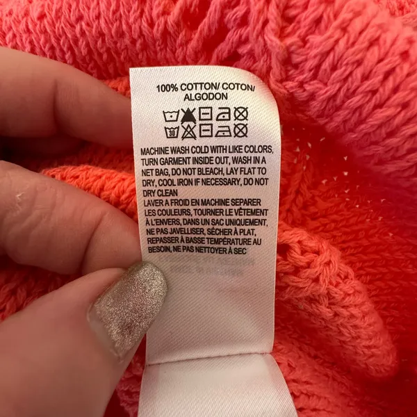 Lucky brand women’s size large bright coral crewneck sweater - Image 7