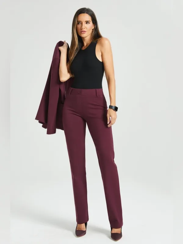NEW Betabrand Classic DPYP™ Dress Pant Yoga Pant | Straight (Burgundy) - Image 4