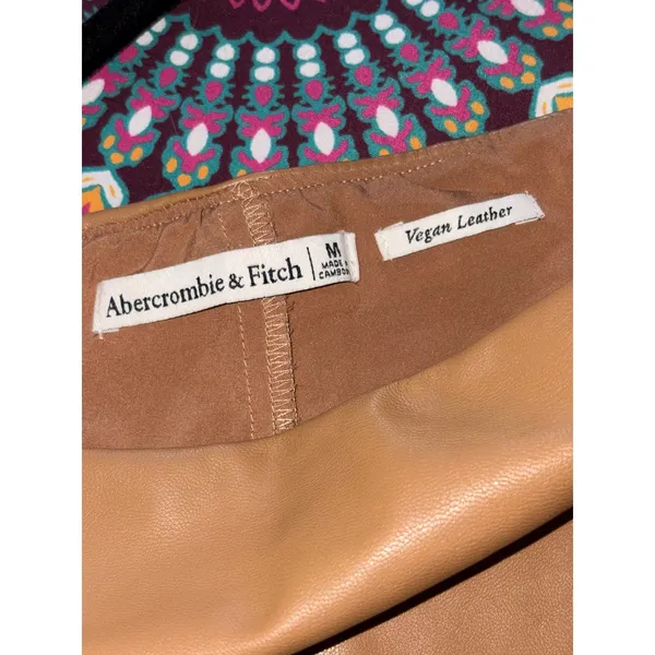 Abercrombie & Fitch Tan Vegan Leather Mini Skort High Waisted Brown Size M - Image 6