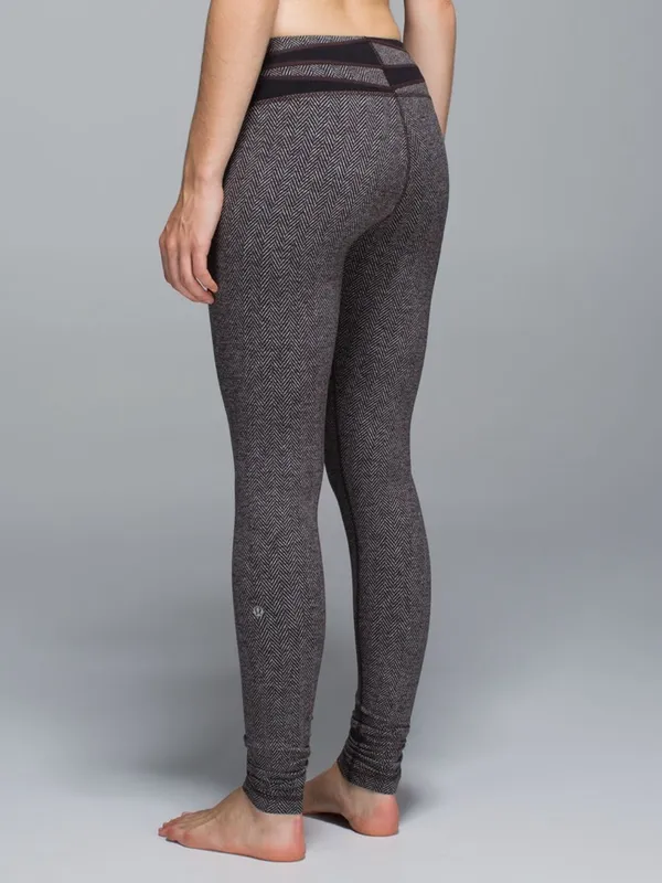 Lululemon Wunder Under Leggings Giant Herringbone Heathered Black SZ‎ 6 - Image 5
