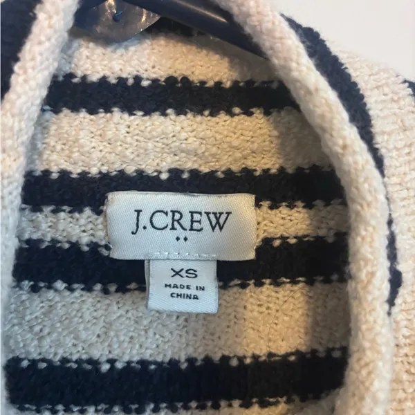 J. Crew Navy & White/Cream Striped Cozy Rollneck Pullover Sweater - Image 8