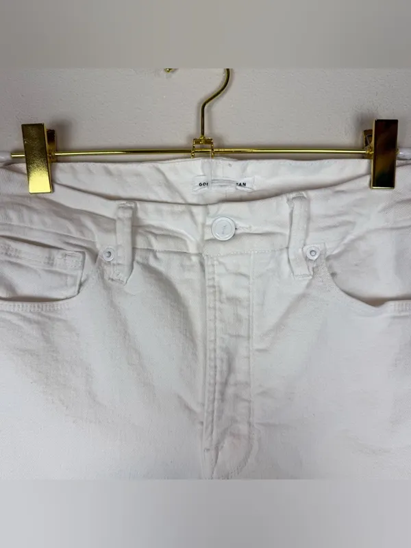 Good American Good Straight High Rise Raw Hem White Jeans Size 4/27‎ - Image 8
