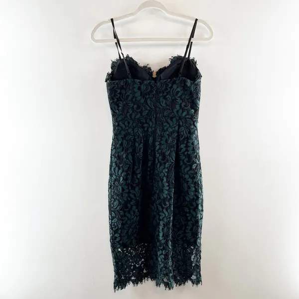 Eliza J Sweetheart Neckline Lace Mini Dress Green Black 2 - Image 3