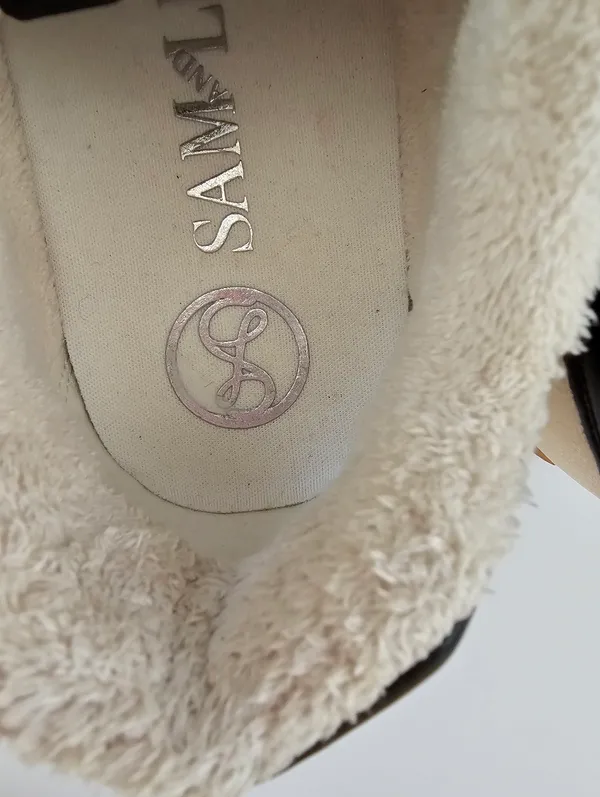 ​Sam & Libby Cream & Taupe Suede Strap Sneakers Sherpa Lined Gum Sole - Women's - Image 6