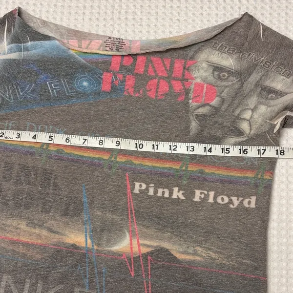 Pink Floyd Dark Side of the Moon Gray Graphic Concert Band Tee Rainbow Print M/L - Image 8