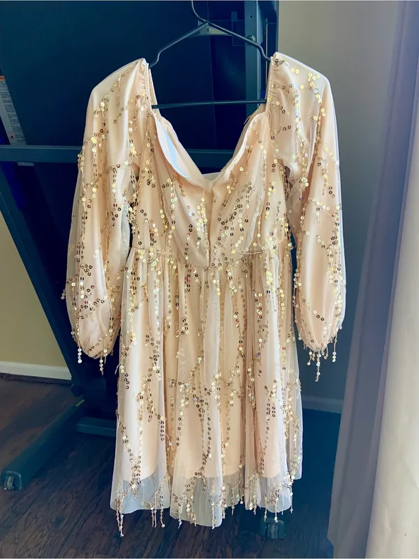 & Other Stories Blush Pink Sequin Mini Dress - Image 2