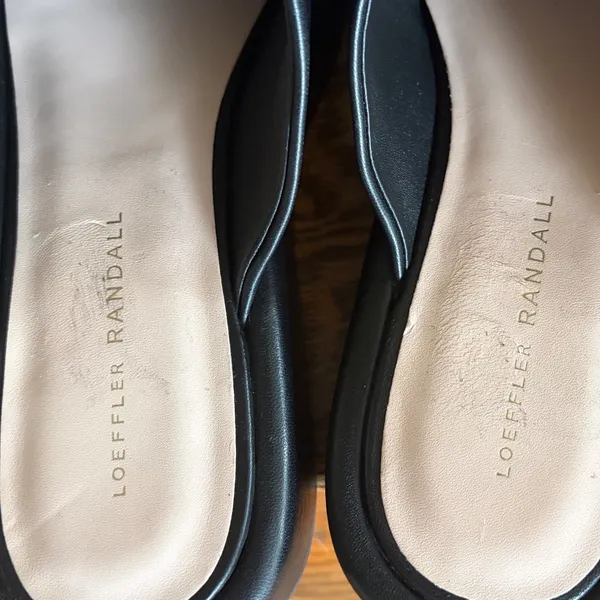 Loeffler Randall Black Leather Platform Mules Round Toe Slide Shoes Size 10 - Image 4