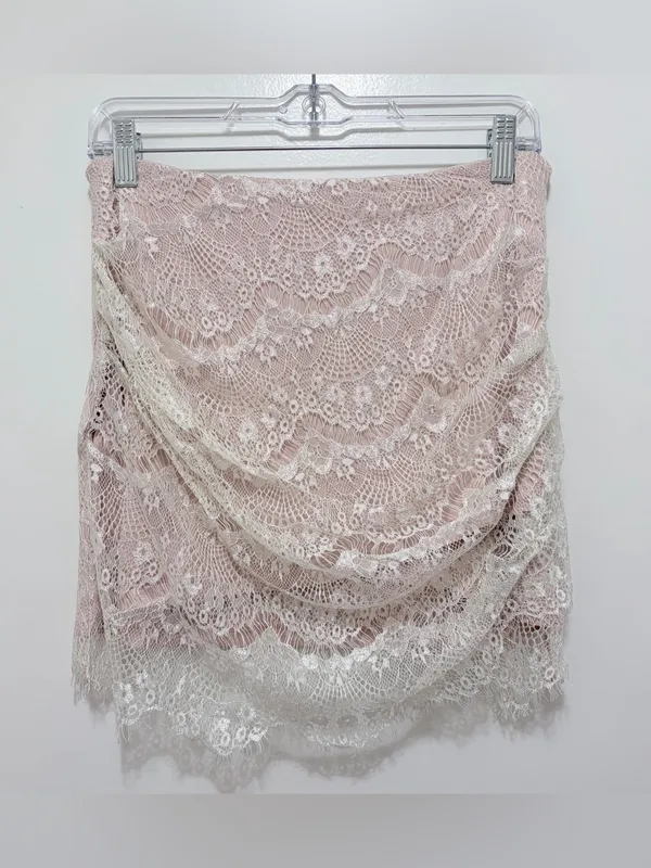 Free People Zoey Lace Mini Skirt Pink/Rose‎ Sz.4 NWT - Image 5