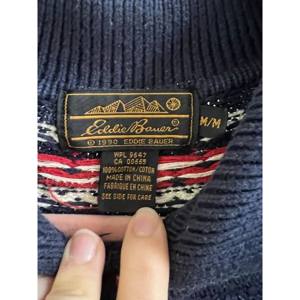 Eddie Bauer Vintage 90s Y2K Cotton Knit Sweater Textured Flowers Collar Women's Size Medium - Image 6