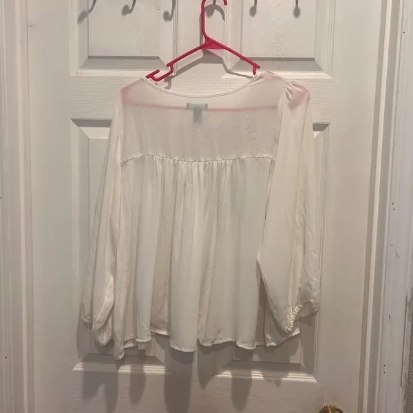 Gap Womens Ivory Crochet‎ Lace Blouse Top Long Sleeve Large Bridal Cottagecore - Image 5