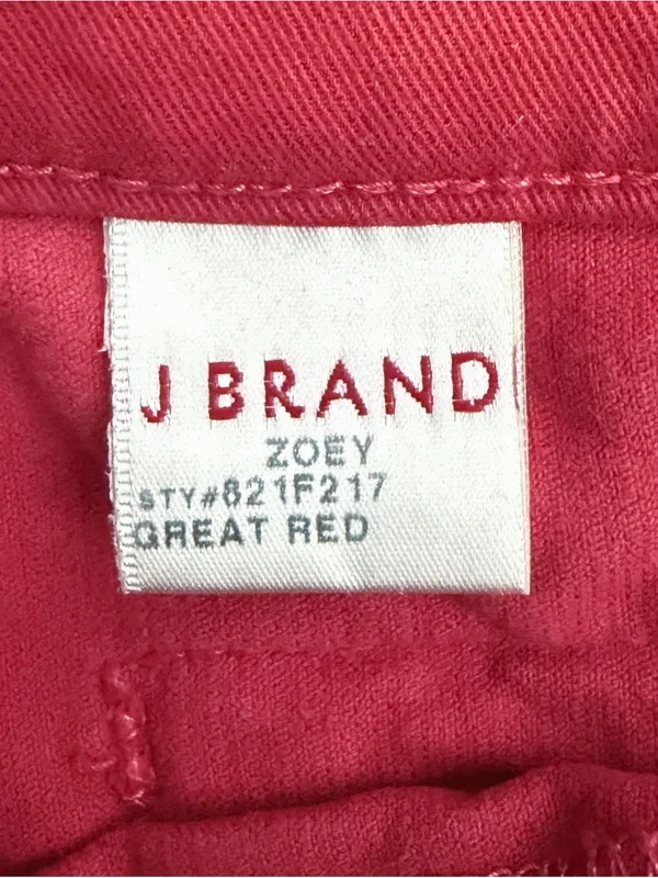 J Brand Great Red Corduroy Skinny Black Zippers Low Rise Ankle Zoey Pants 27 - Image 8