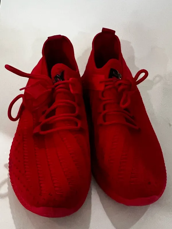 PONY Tempo Red Knit Sock Sneakers Women’s Size 6 Like New - Image 5