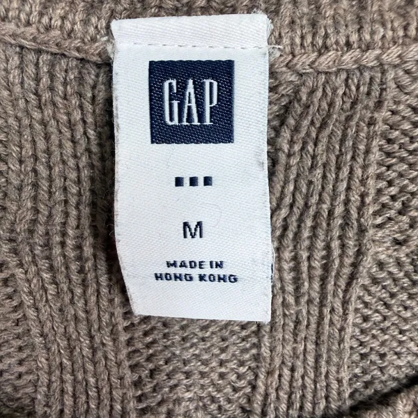 Y2K Gap M Sweater Brown Cable Knit Crew Neck Long Sleeve Classic Preppy Academia - Image 4