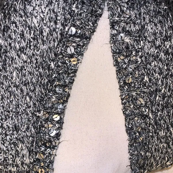 Mudd  heathered grey sequined v-neck button down sweater - Image 6