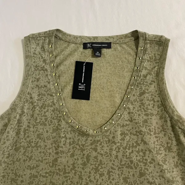 I.N.C. Embellished Scoop Neck Tank Top XS Sage Green NWT Studded Sleeveless - Image 15
