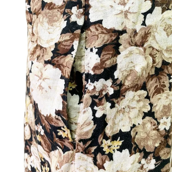 Abercrombie & Fitch Floral Linen Blend Mini Dress Brown Beige Roses Size Small - Image 7