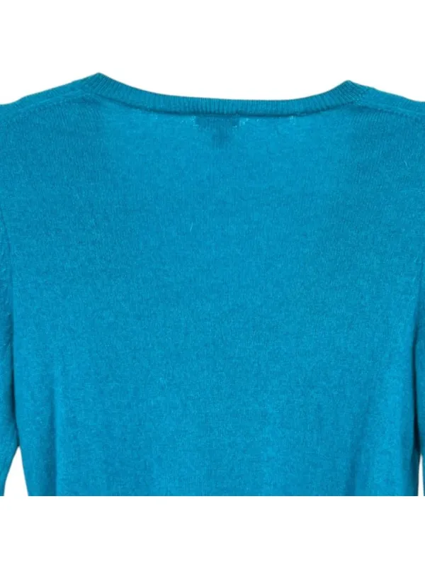 Halogen Teal 100% Cashmere V-Neck Sweater Long Sleeve Size Small - Image 6