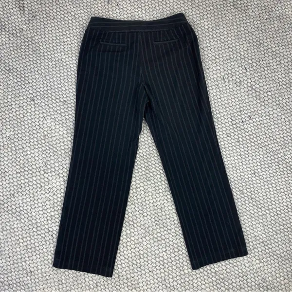 Style & Co Petite Striped Flat Front Straight Leg Trouser Pants Black‎ 10P - Image 3