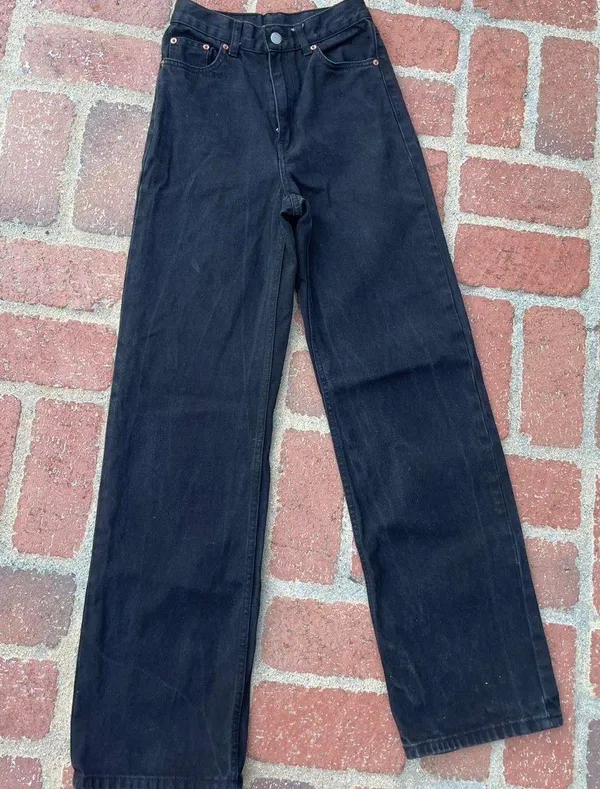 Revolve Dr Denim echo black straight leg jeans size 25 - Image 6