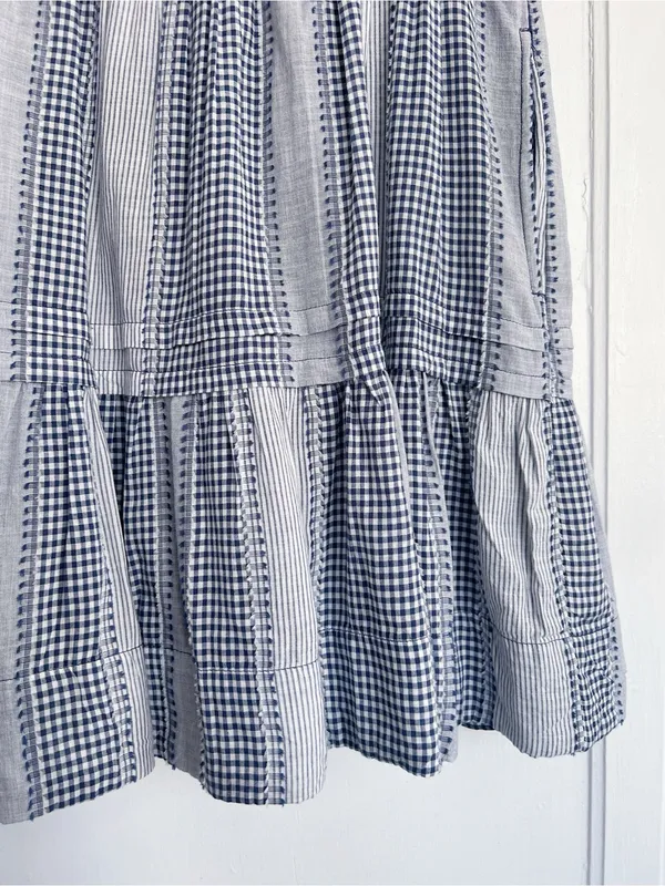 Anthropologie • The Somerset Gingham Mini Dress blue white checked cotton ruffle - Image 9