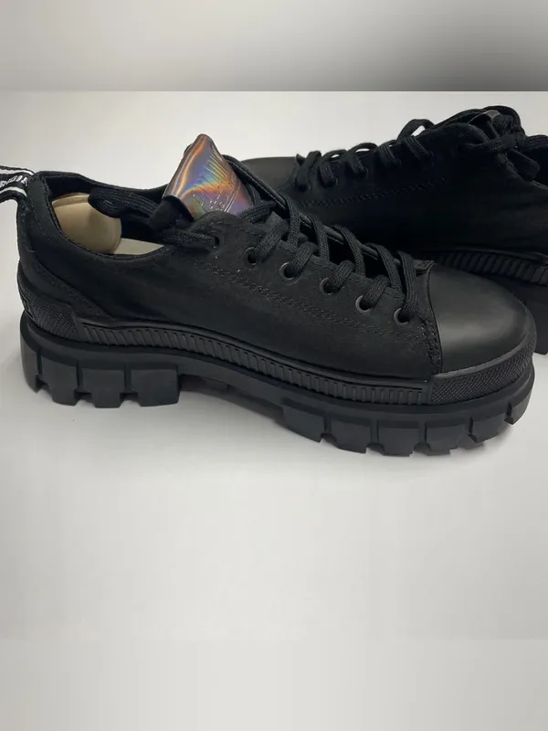 Palladium Revolt Lo Tx Black Low Fashion Sneaker Chunky. Canvas outer. Vegan. 8 - Image 5
