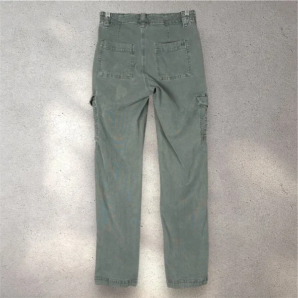 American Eagle Stretch Cargo Pants Women’s 0 Green Utility Y2K Cotton Blend - Image 2