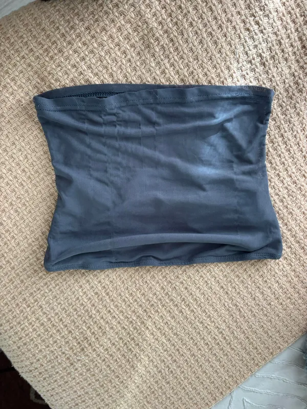 Blue Grey Mesh Strapless Top - Image 3