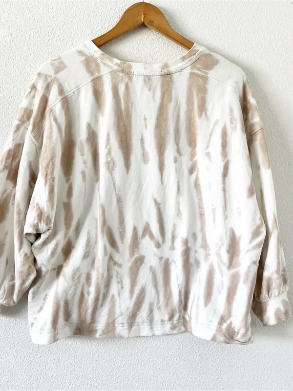 Banana Republic Tie Dye Tan Cream Boxy Fit Puff Sleeve Sweatshirt - Image 8