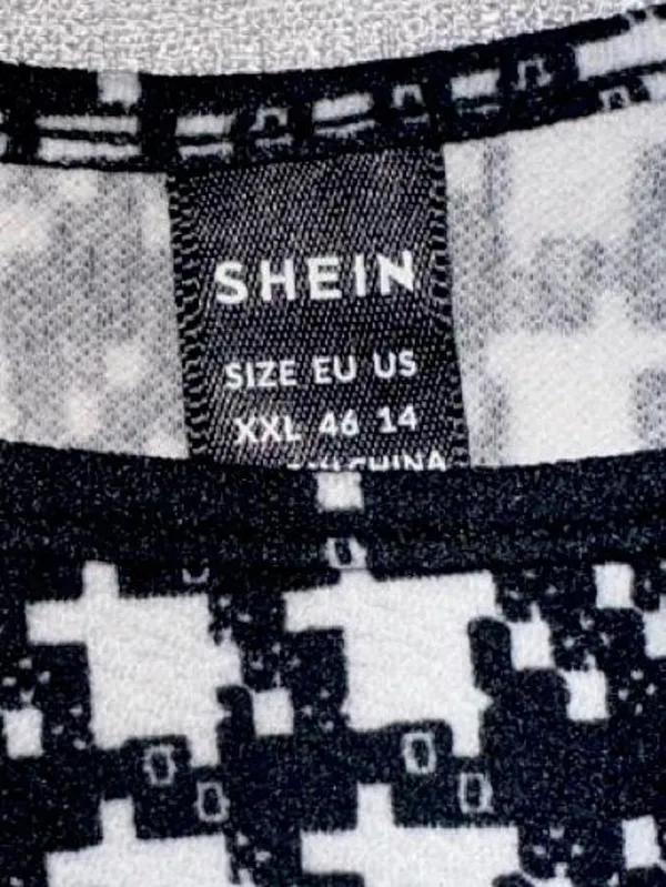 SheIn Maternity Black & White Plaid Tie-Shoulder Mini Dress - Image 4