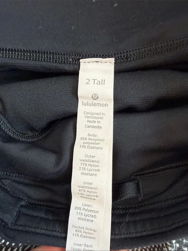 Lululemon High-Waist Black Patterned Women's Speed Shorts size 2 TALL - Image 2