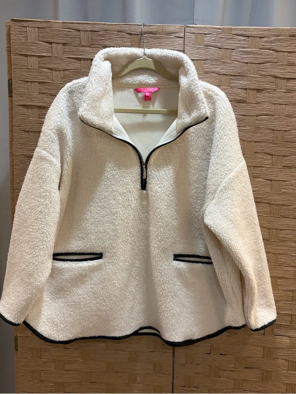 $178 NWOT Lilly Pulitzer SOREEN SHERPA POPOVER, COCONUT size L - Image 2